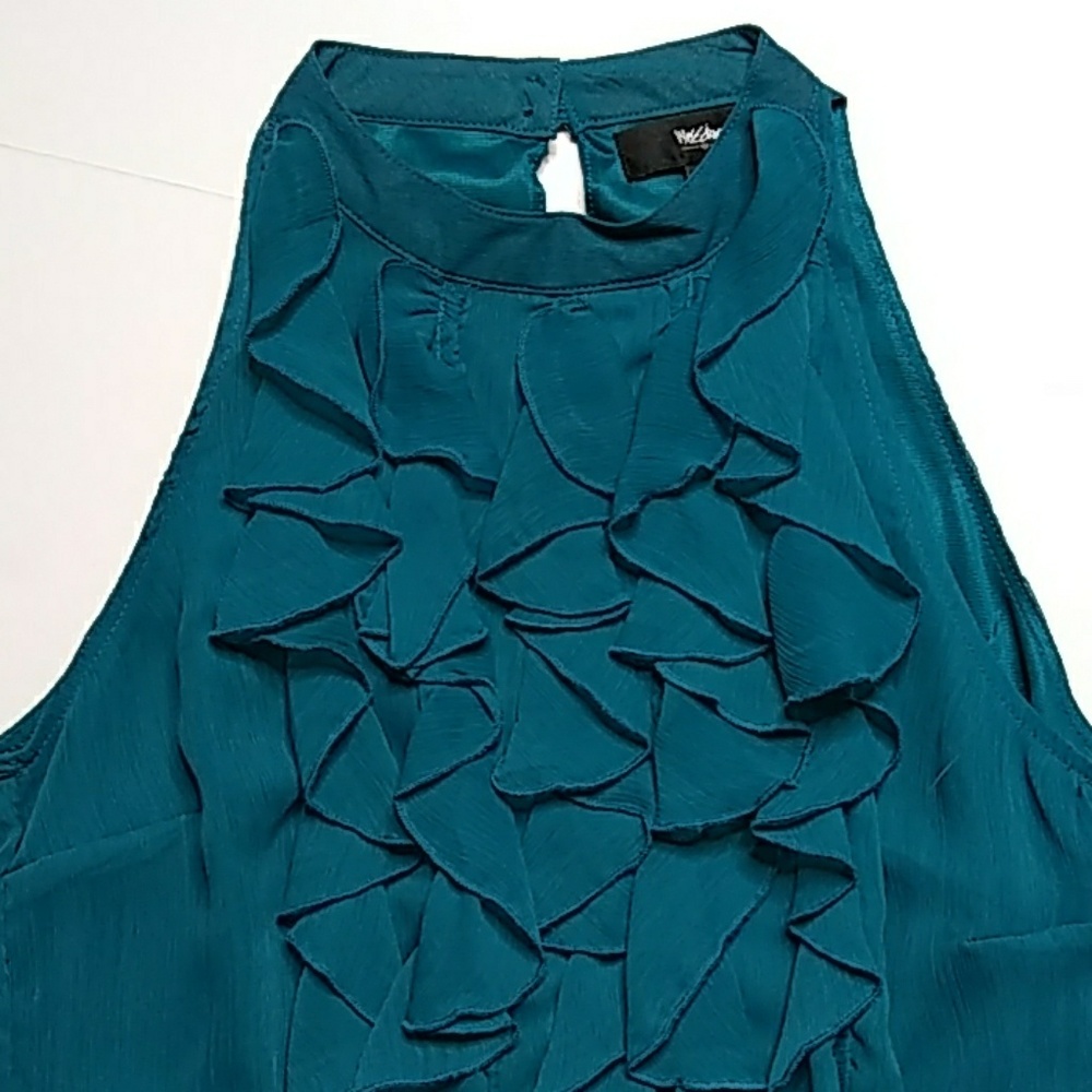 Mossimo Cascading Ruffle High Neck Keyhole Top - Picture 2 of 8